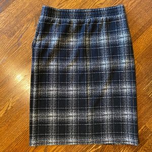 Lands' End Black/White Plaid Pencil Skirt - Size XS